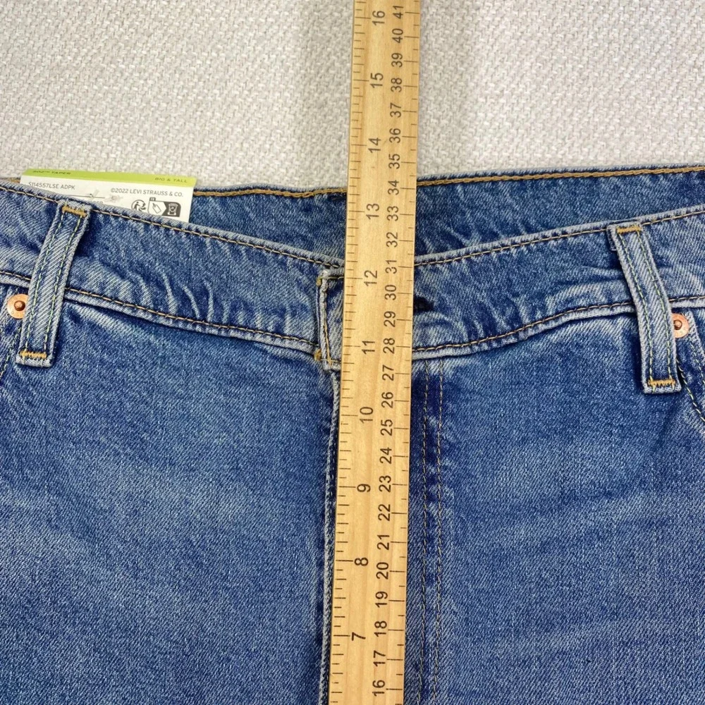 Levi's 502 Taper Jeans Mens 44x32 Blue Medium Wash Stretch Eco Performance New